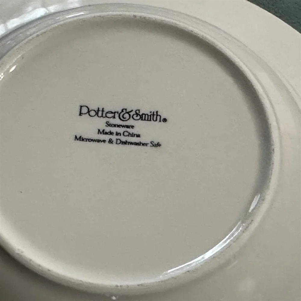 Potter And Smith Stoneware Rim Soup Cereal Bowls Green Speckled Rustic